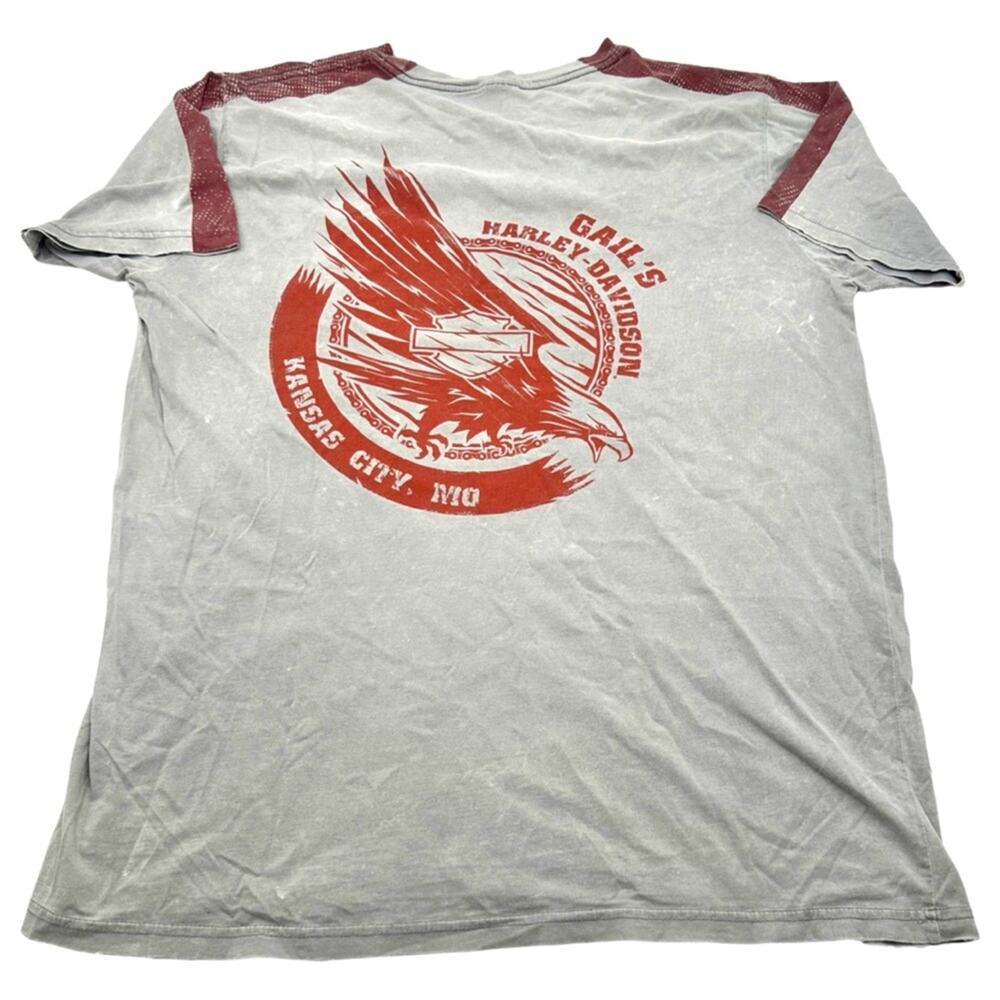 HARLEY DAVIDSON MOTORCYCLES -  GAIL'S Kansas City, MO men's  gray t-shirt